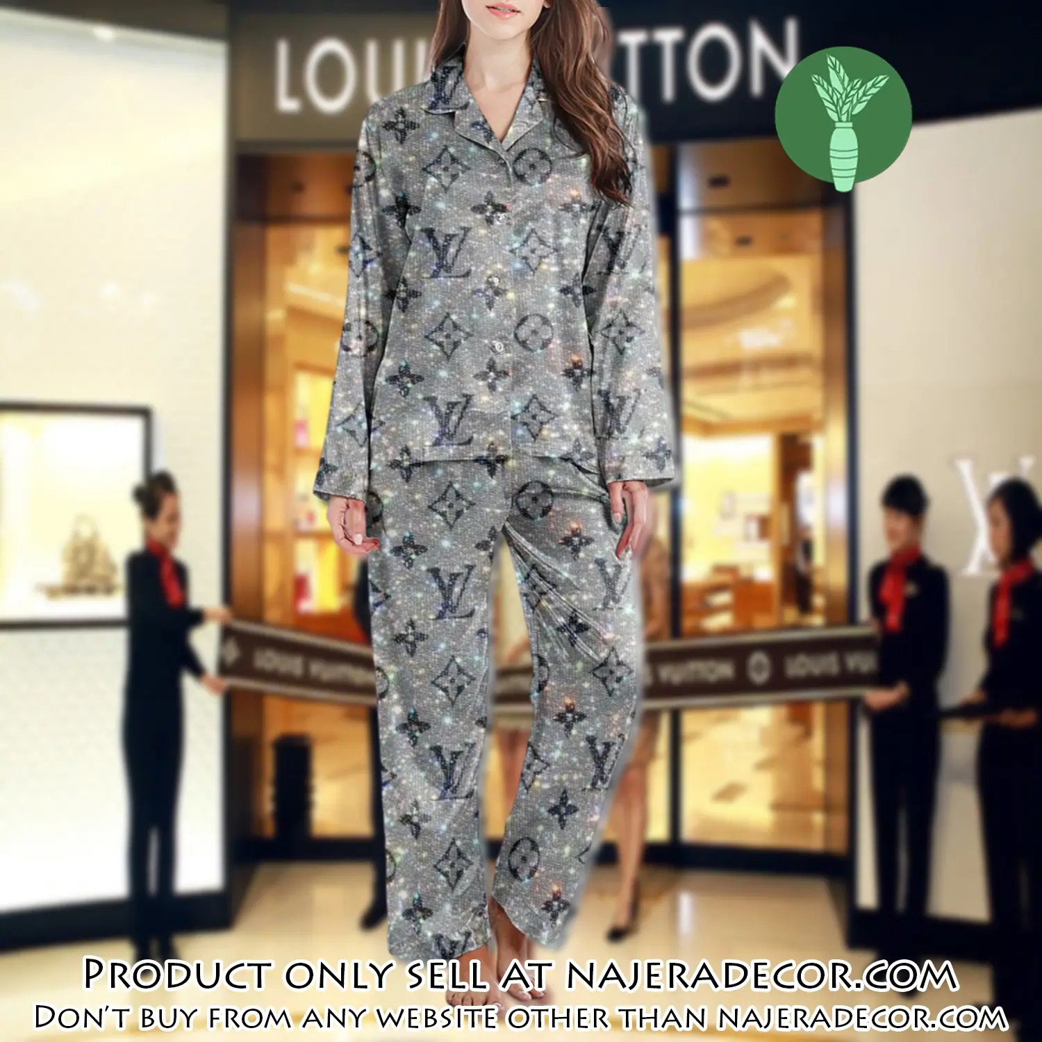 Lv monogram long satin pajama set pjs1008 njr3804358
